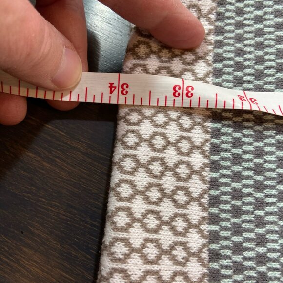 Geometric Striped Knit Winter Scarf – Taupe Mint Cream – Cozy Soft 66” - Picture 2 of 2